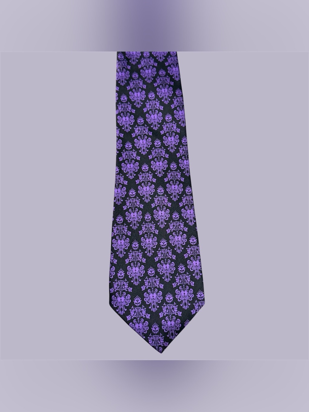 Disney Parks Haunted Mansion Wallpaper Purple Silk Tie Necktie Purple Black